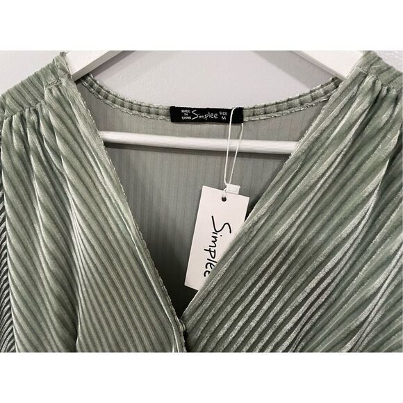 Simplee Womens Medium Boho Velvet Maxi Wrap Tie Dress Flowy NWT V Neck - Picture 6 of 7